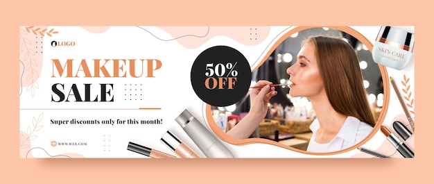 Realistic makeup artist twitter header template