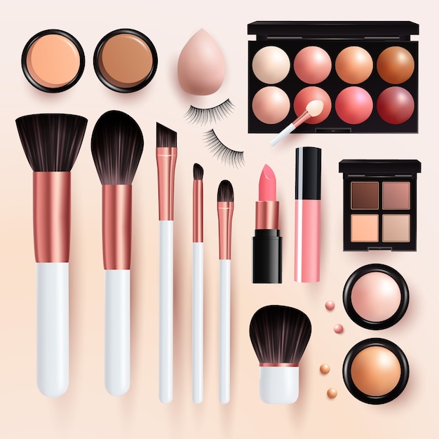 Free vector realistic makeup tools