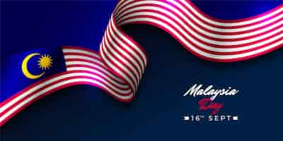 Free vector realistic malaysia day horizontal banner template