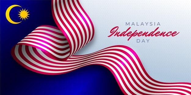 Реалистичный шаблон горизонтального баннера дня малайзии