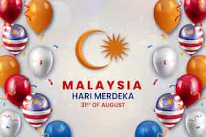 Vettore gratuito sfondo realistico del giorno dell'indipendenza della malesia