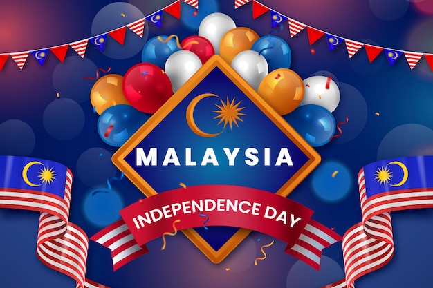 Free vector realistic malaysia independence day background