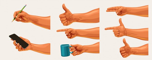 細い線で描かれた手のジェスチャーのイラスト 無料のベクター