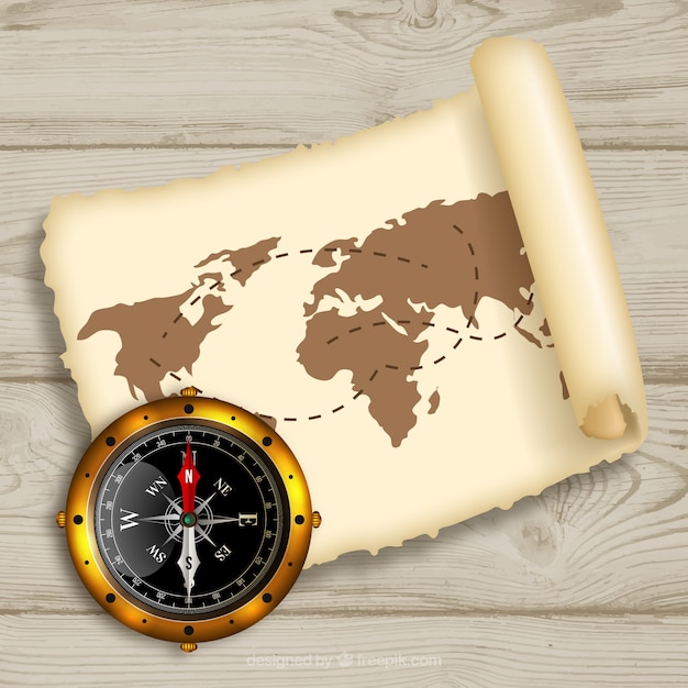 Free vector realistic map compass background