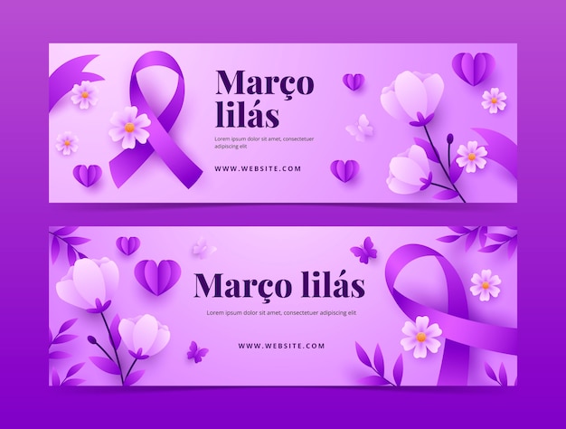 Free vector realistic marco lilas horizontal banners set