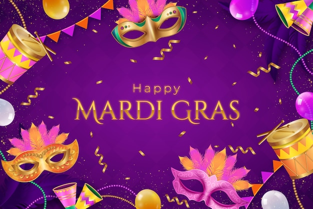 Free vector realistic mardi gras background