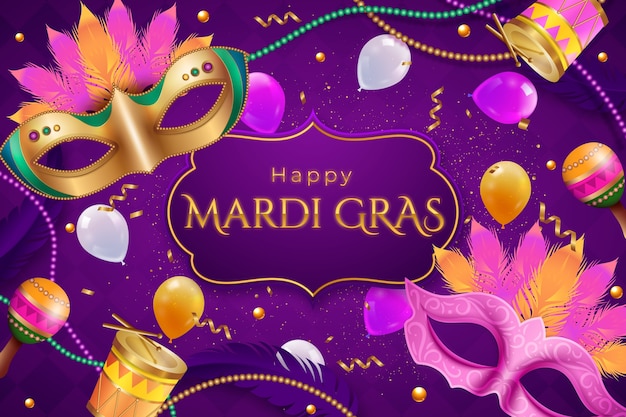 Realistic mardi gras background