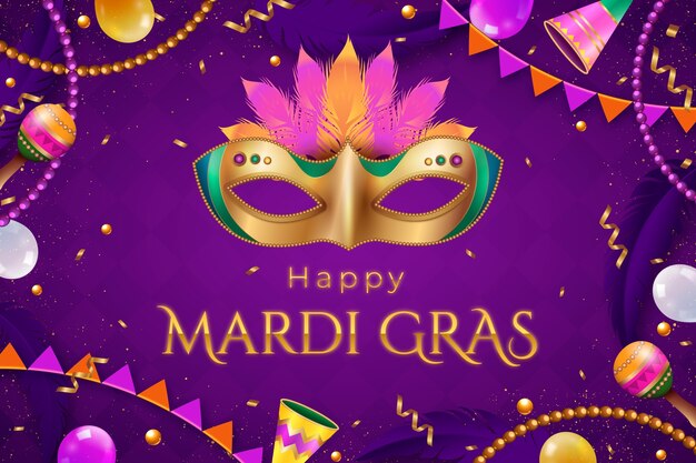 Realistic mardi gras background