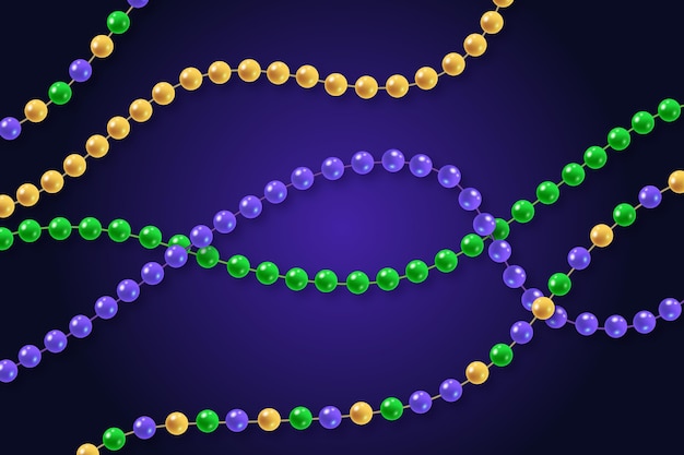 Free vector realistic mardi gras beads