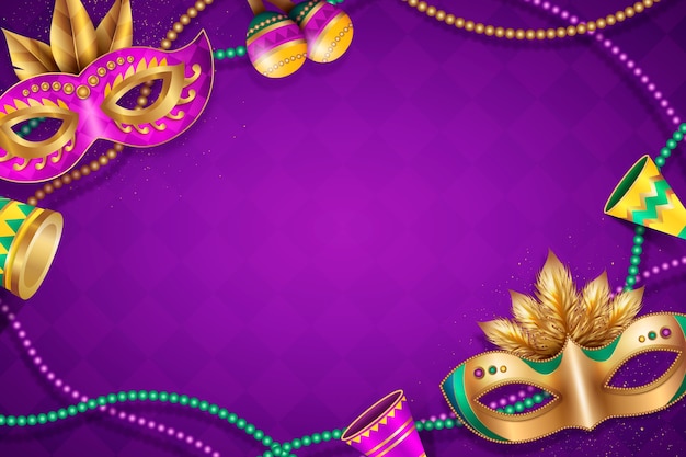 Free vector realistic mardi gras celebration background