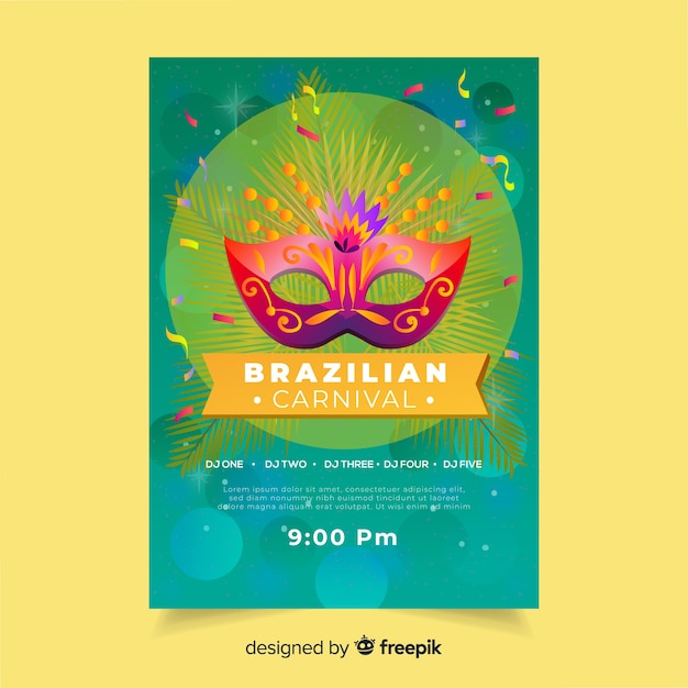 Free vector realistic mask brazilian carnival party poster