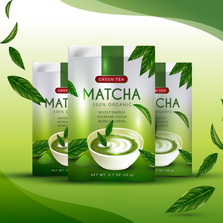 Free Vector realistic matcha tea ad concept