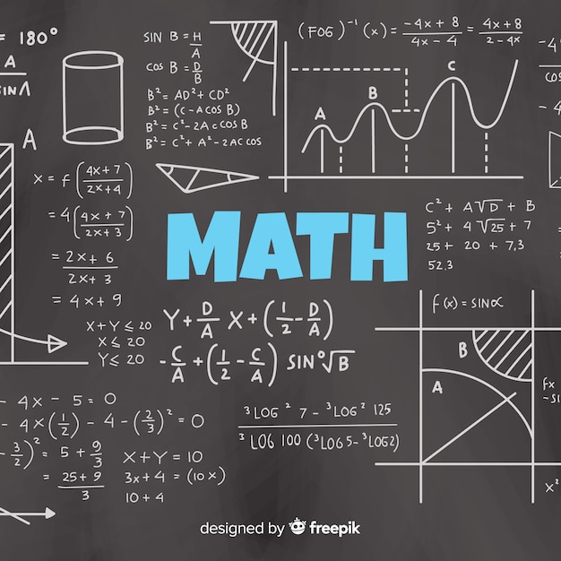 Realistic math chalkboard background