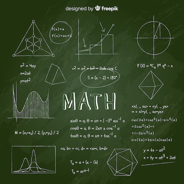 無料ベクター 現実的な数学黒板背景