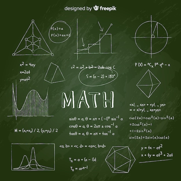 Vettore gratuito sfondo di lavagna matematica realistica