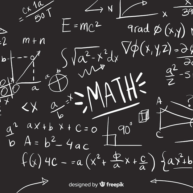Realistic math chalkboard background