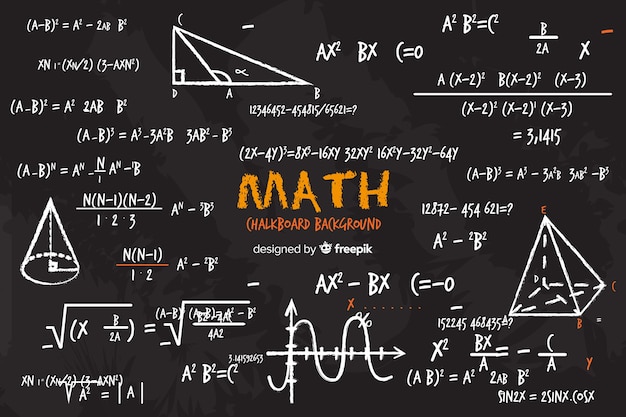 Realistic math chalkboard background