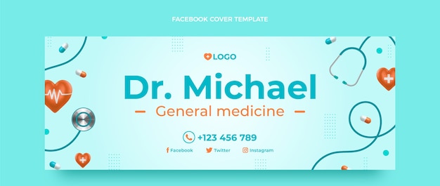 Vettore gratuito copertina facebook medica realistica