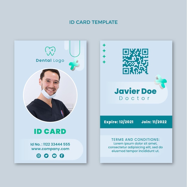 Free vector realistic medical id card