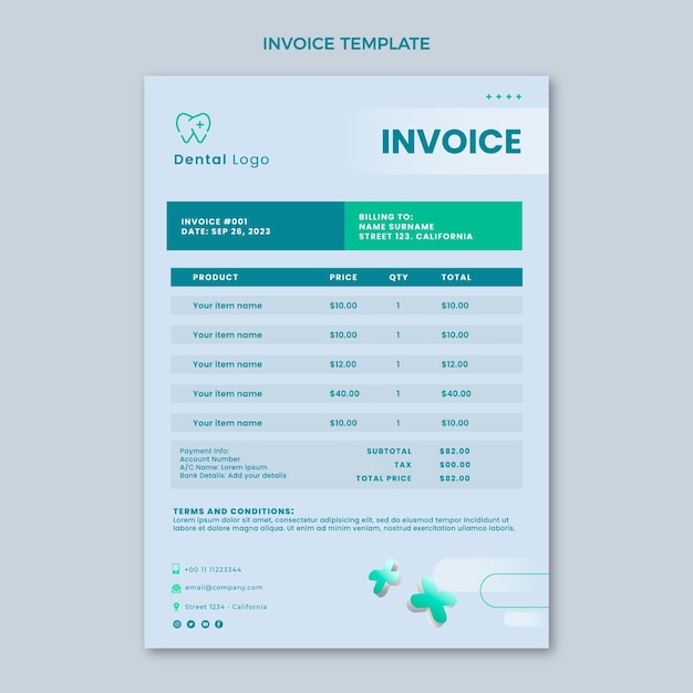 Free vector realistic medical invoice