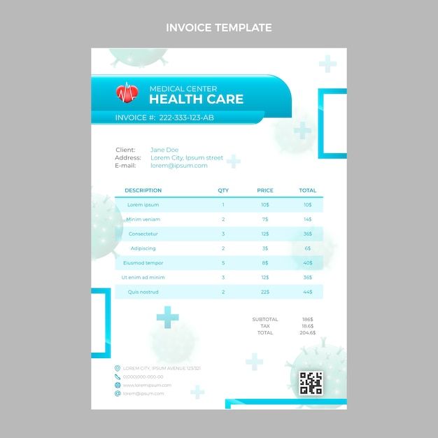 Realistic medical invoice