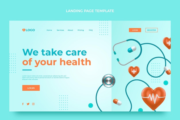 Free vector realistic medical landing page