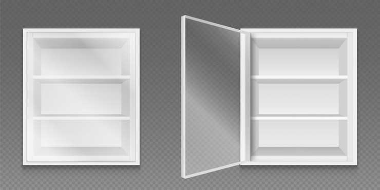 Free Vector realistic medicine cabinet for pharmacy in vector
