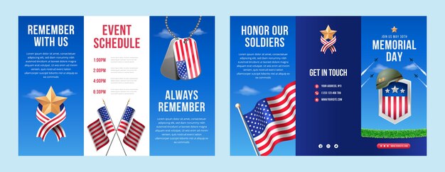 Free vector realistic memorial day brochure template