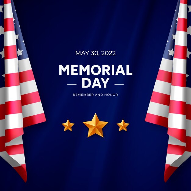 Realistic memorial day illustration