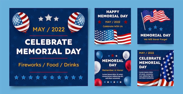 Realistic memorial day instagram posts collection