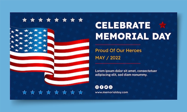 Free vector realistic memorial day social media promo template