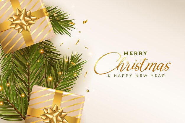 Realistic merry christmas beautiful greeting wishes design