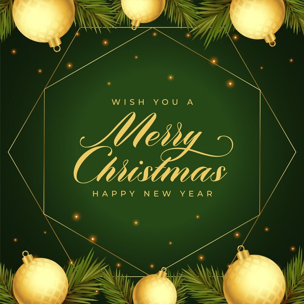 Realistic merry christmas green background design