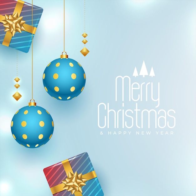 Free vector realistic merry christmas greeting card with gift box vector