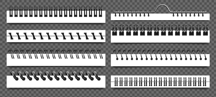 Free Vector realistic metal binders set for paper products at transparent background isolated vector illustration