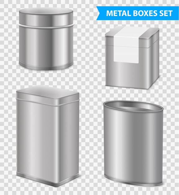 Realistic  Metal Tea Boxes Set 