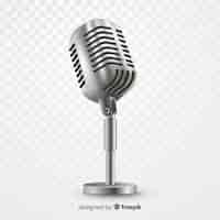 Free vector realistic metallic microphone for singing