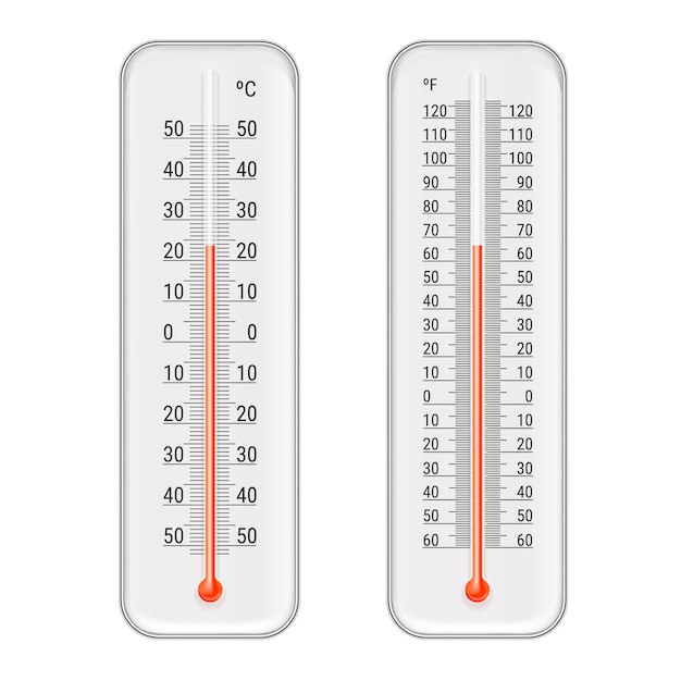 Vettore gratuito set di termometri meteorologici realistici