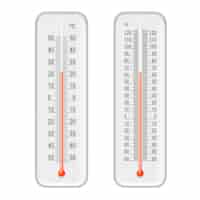 無料ベクター 現実的な気象温度計セット