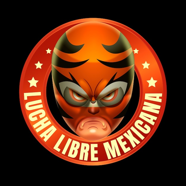 Free vector realistic mexican wrestler logo design