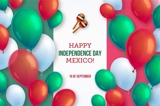 Realistic mexico independence day balloon background