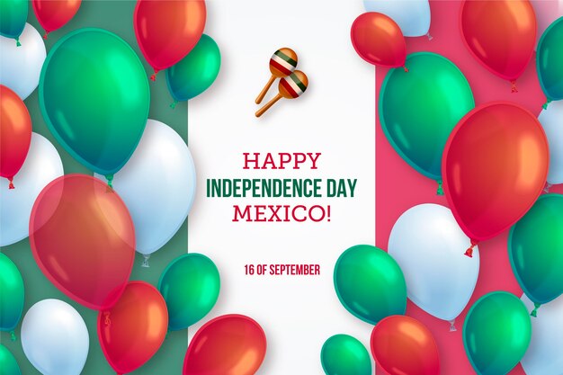 Realistic mexico independence day balloon background