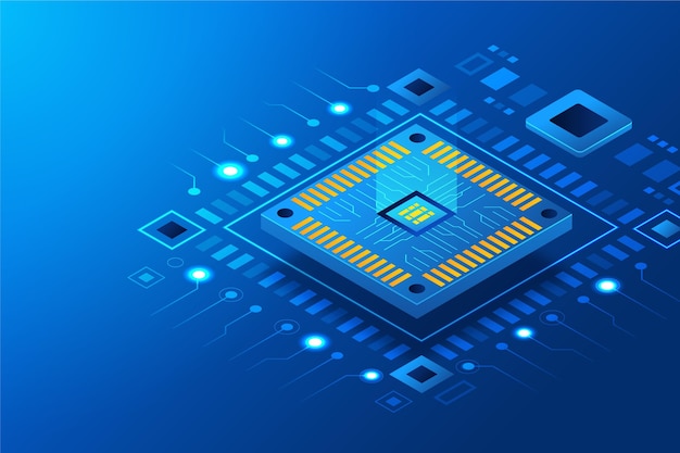 Free vector realistic microchip processor background