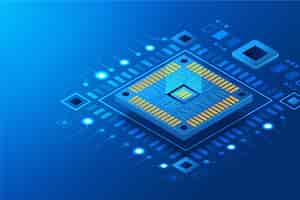 Free vector realistic microchip processor background