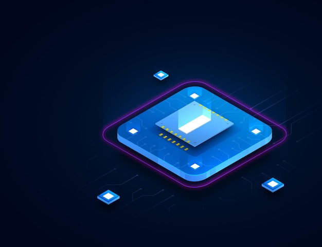 Free vector realistic microchip processor background