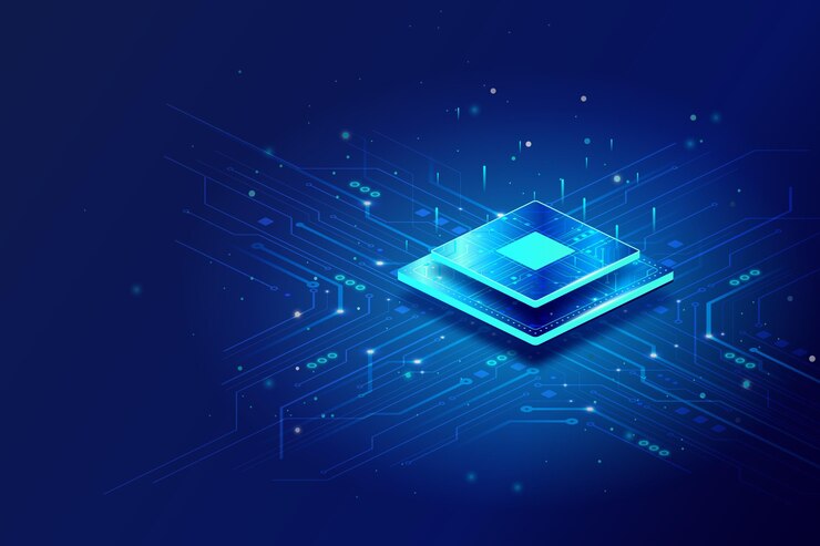Free Vector realistic microchip processor background