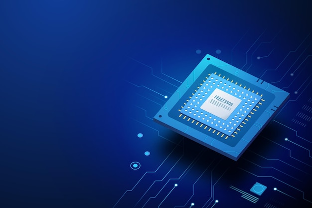 Free vector realistic microchip processor background