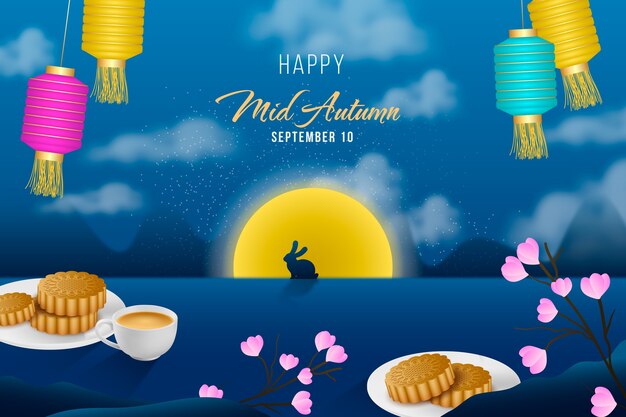 Realistic mid-autumn festival background