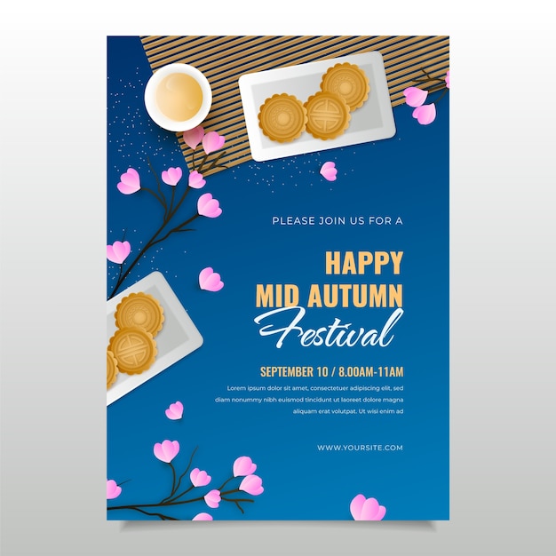 Realistic mid-autumn poster template