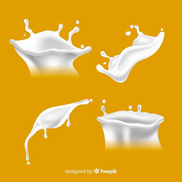 Free vector realistic milk splash collection